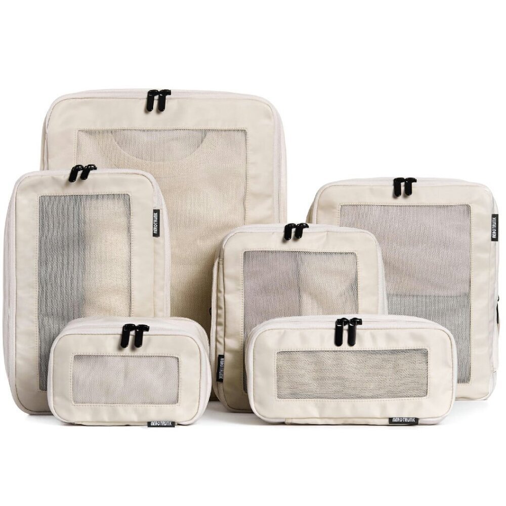6-Pack Nylon Compression Packing Cubes - Travel Organizer Set